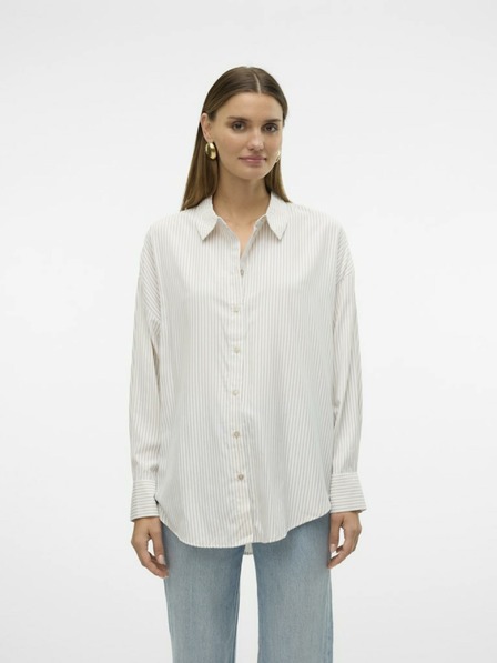 Vero Moda Tricou cu dungi albe și bej pentru femei Vero Moda Nora
