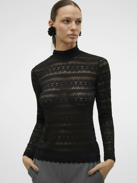 Vero Moda Bluză neagră cu dantelă pentru femei Vero Moda Zoe