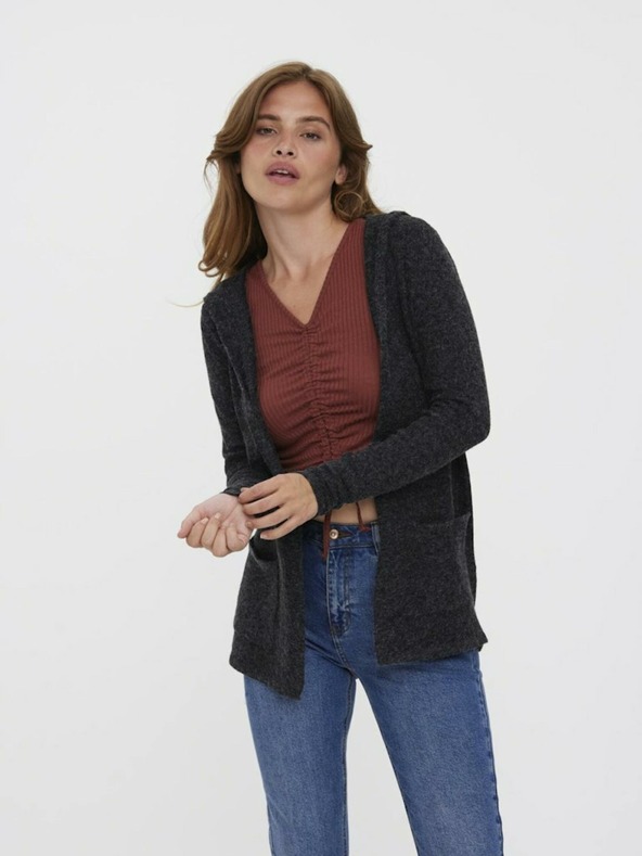 Vero Moda Cardigan negru cu glugă VERO MODA Doffy