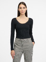 Orsay Tricou de dama negru cu maneci lungi ORSAY