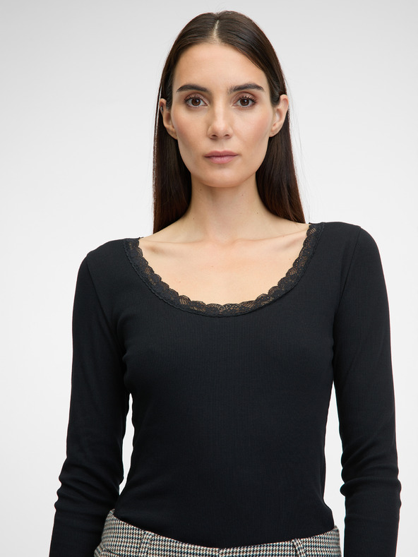 Orsay Tricou de dama negru cu maneci lungi ORSAY