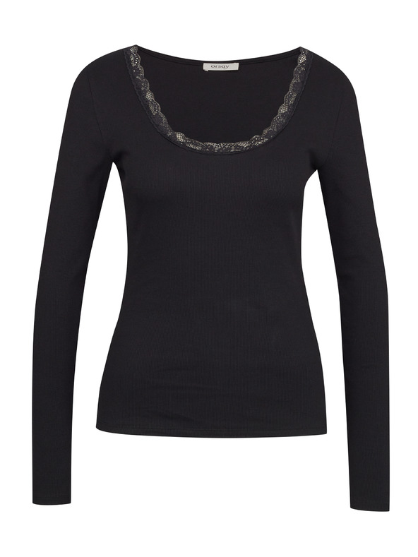 Orsay Tricou de dama negru cu maneci lungi ORSAY