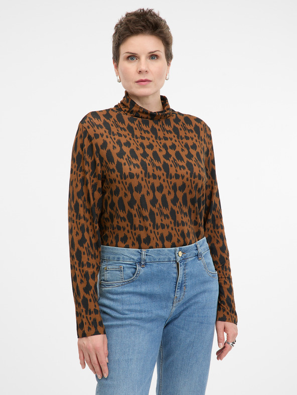 Orsay Tricou de damă maro deschis cu mâneci lungi ORSAY