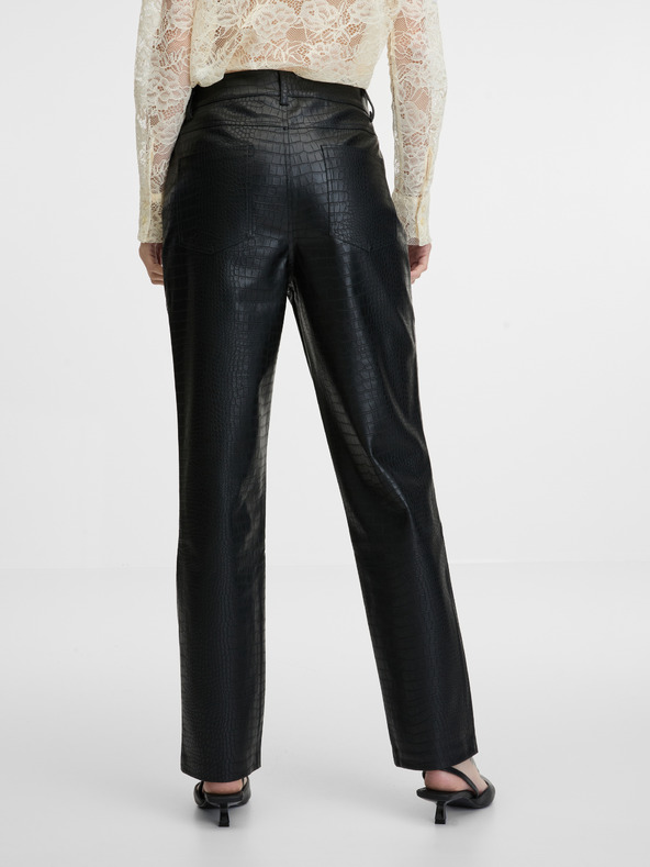 Orsay Pantaloni de damă negri din piele artificială ORSAY