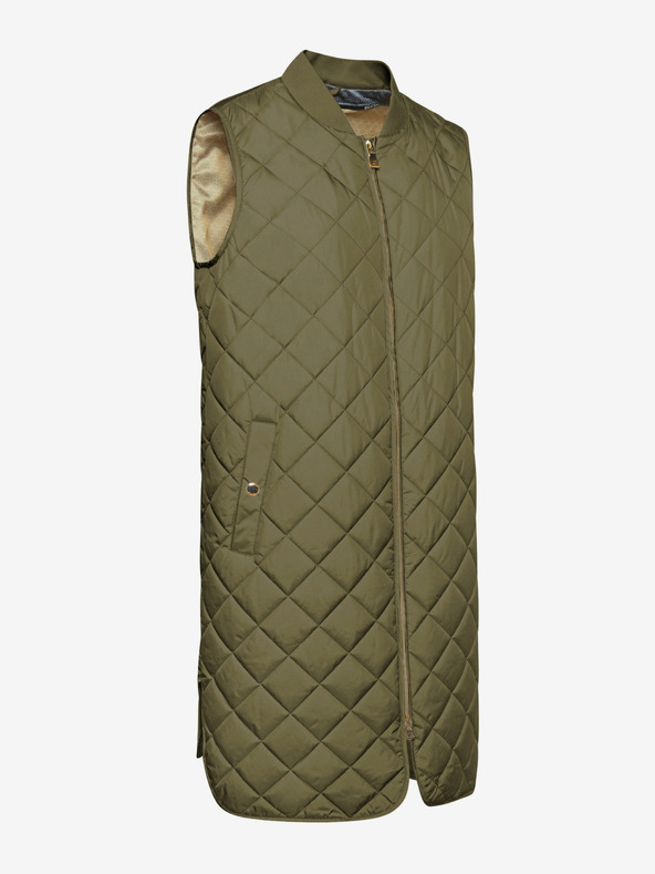 Geox Vestă lungă matlasată kaki pentru femei Geox Asheely