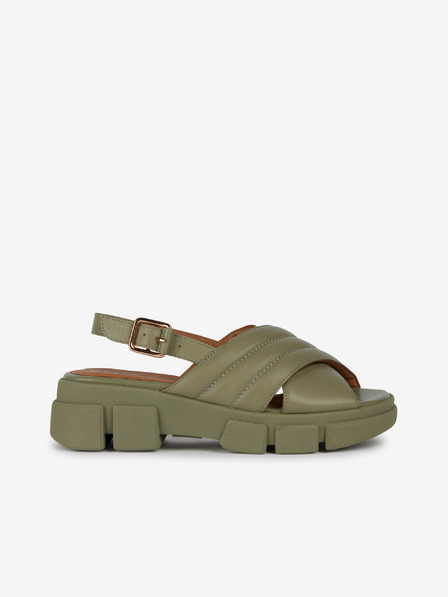 Geox Sandale cu platformă din piele, verzi, pentru femei Geox