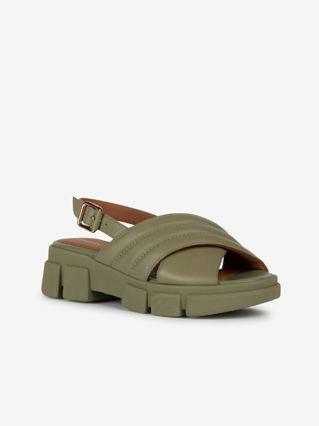 Geox Sandale cu platformă din piele, verzi, pentru femei Geox