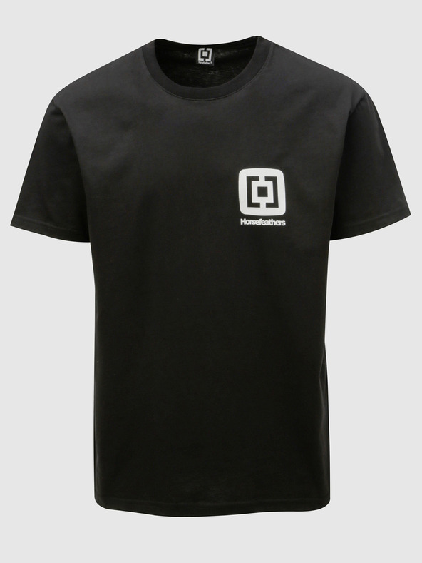 Horsefeathers Tricou negru Horsefeathers Mini Logo imprimat cu mânecă scurtă pentru bărbați