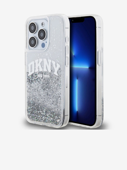 DKNY Liquid Glitter Arch Logo Back Cover pentru iPhone 14 Pro Transparent DKNY