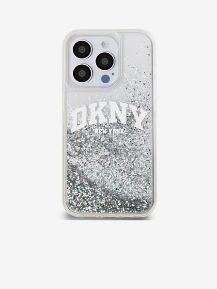 DKNY Liquid Glitter Arch Logo Back Cover pentru iPhone 14 Pro Transparent DKNY