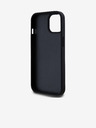 DKNY PU Leather Checkered Pattern și Stripe Back Cover pentru iPhone 15 negru DKNY