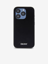 DKNY PU piele Silver Metal Logo Magsafe Back Cover pentru iPhone 15 Pro negru DKNY