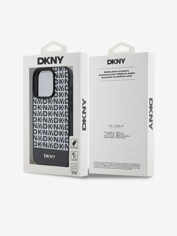 DKNY PU Leather Repeat Pattern Bottom Stripe MagSafe Back Cover pentru iPhone 12/12 Pro negru DKNY