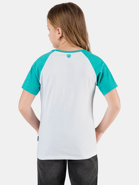 Sam 73 Tricou verde și alb pentru fete cu imprimeu SAM 73