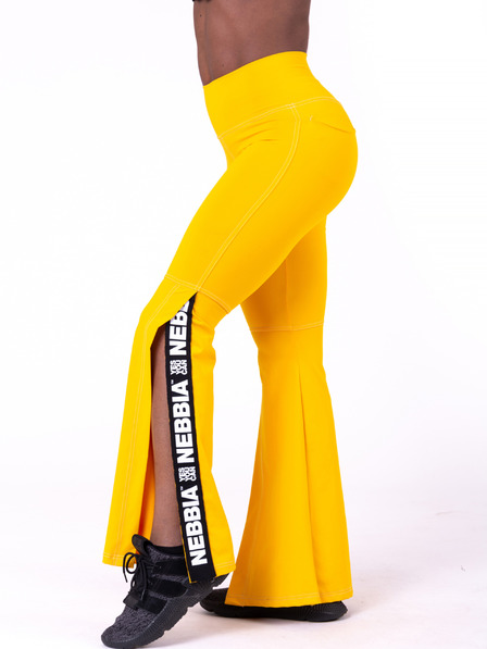 Nebbia Leggings galbeni pentru femei cu croială evazată Nebbia