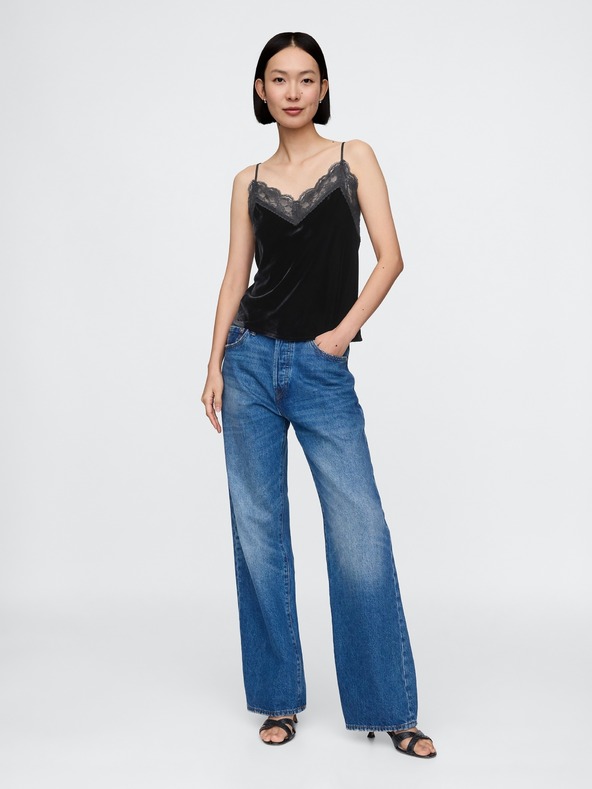 GAP Maiou din catifea cu dantelă GAP