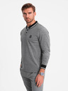 Ombre Clothing Tricou polo brodat cu mânecă lungă pentru bărbați Ombre Clothing
