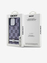 DKNY Piele PU Checkered Model și Stripe Back Cover pentru iPhone 15 Pro albastru DKNY