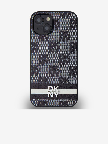 DKNY Husă spate din piele PU cu model în carouri și dungi pentru iPhone 13 negru DKNY