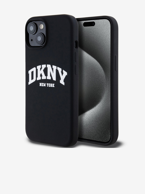 DKNY Liquid Silicone Arch Logo MagSafe Back Cover pentru iPhone 15 negru DKNY
