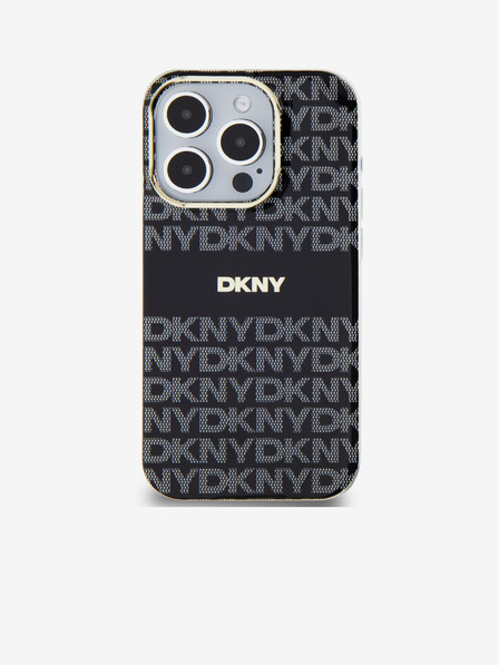 DKNY PC/TPU Repeat Pattern Tonal Stripe Magsafe Back Cover pentru iPhone 15 Pro Negru DKNY