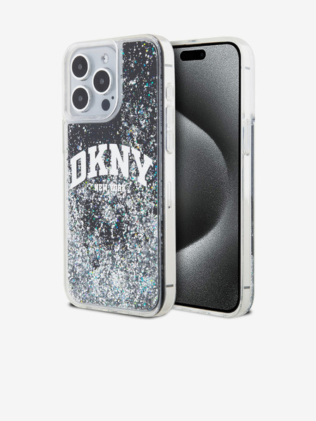 DKNY Liquid Glitter Arch Logo Back Cover pentru iPhone 15 Pro Max negru DKNY