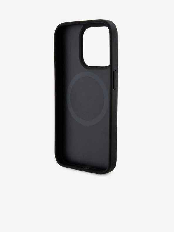 DKNY PU piele Repeat Pattern Bottom Stripe MagSafe Back Cover pentru iPhone 13 Pro Max negru DKNY