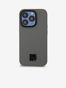 DKNY PU piele Stack Logo Magsafe Back Cover pentru iPhone 15 Pro gri DKNY