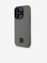 DKNY PU piele Stack Logo Magsafe Back Cover pentru iPhone 15 Pro gri DKNY