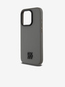 DKNY PU piele Stack Logo Magsafe Back Cover pentru iPhone 15 Pro gri DKNY