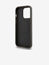 DKNY PU piele Stack Logo Magsafe Back Cover pentru iPhone 15 Pro gri DKNY