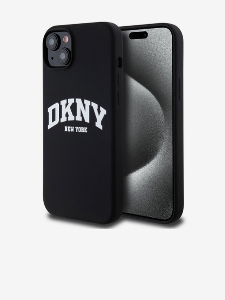 DKNY Liquid Silicone Arch Logo MagSafe Back Cover pentru iPhone 15 Plus negru DKNY