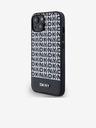 DKNY PU Leather Repeat Pattern Bottom Stripe MagSafe Back Cover pentru iPhone 14 negru DKNY
