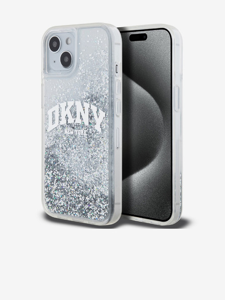 DKNY Liquid Glitter Arch Logo Back Cover pentru iPhone 15 Transparent DKNY