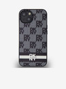 DKNY PU Leather Checkered Pattern și Stripe Back Cover pentru iPhone 14 negru DKNY
