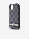 DKNY PU Leather Checkered Pattern și Stripe Back Cover pentru iPhone 14 negru DKNY