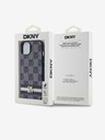 DKNY PU Leather Checkered Pattern și Stripe Back Cover pentru iPhone 14 negru DKNY
