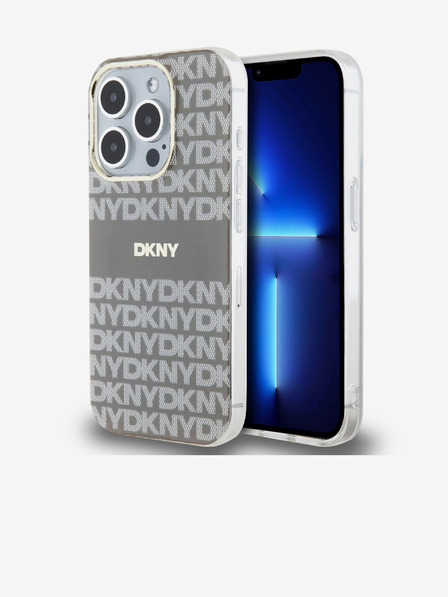 DKNY PC/TPU Repeat Pattern Tonal Stripe Magsafe Back Cover pentru iPhone 15 Pro bej DKNY