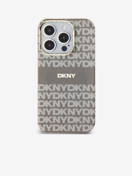 DKNY PC/TPU Repeat Pattern Tonal Stripe Magsafe Back Cover pentru iPhone 15 Pro bej DKNY
