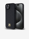 DKNY PU piele Repeat Pattern Stack Logo Magsafe Back Cover pentru iPhone 15 Plus negru DKNY
