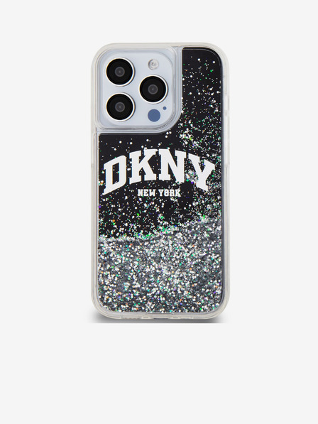 DKNY Liquid Glitter Arch Logo Back Cover pentru iPhone 15 Pro negru DKNY