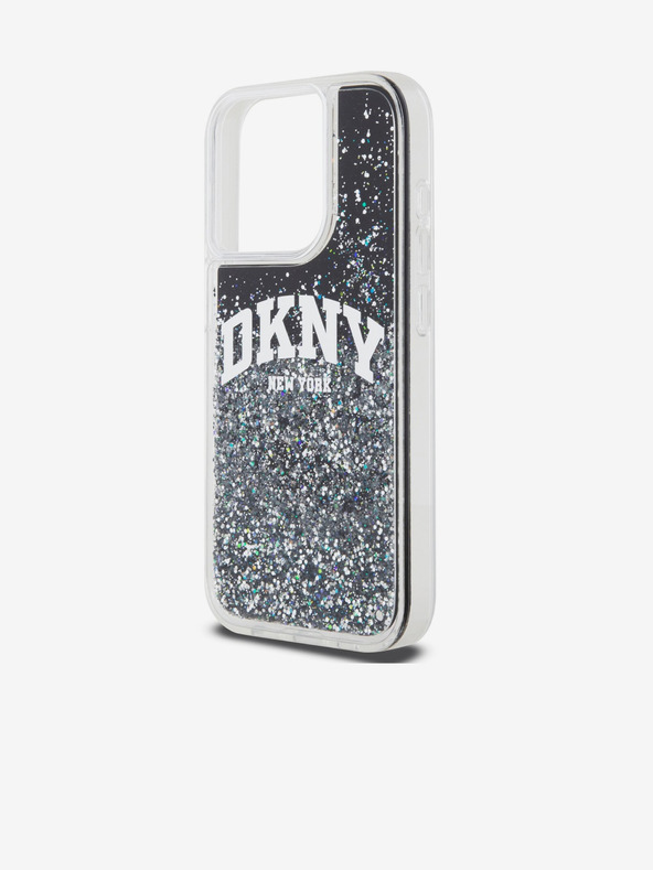 DKNY Liquid Glitter Arch Logo Back Cover pentru iPhone 15 Pro negru DKNY
