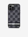 DKNY Model din piele PU Checkered și Stripe Back Cover pentru iPhone 15 Pro Max negru DKNY