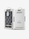 DKNY Model din piele PU Checkered și Stripe Back Cover pentru iPhone 15 Pro Max negru DKNY