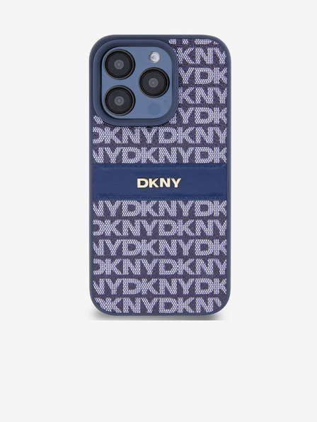 DKNY PU piele Repeat Pattern Tonal Stripe Back Cover pentru iPhone 14 Pro Max albastru DKNY