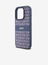 DKNY PU piele Repeat Pattern Tonal Stripe Back Cover pentru iPhone 14 Pro Max albastru DKNY