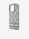 DKNY PU Leather Checkered Pattern and Stripe Back Cover pentru iPhone 13 Pro Bej DKNY