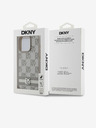 DKNY PU Leather Checkered Pattern and Stripe Back Cover pentru iPhone 13 Pro Bej DKNY