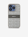 DKNY PU Leather Repeat Pattern Tonal Stripe Back Cover pentru iPhone 15 Pro bej DKNY