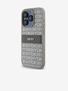 DKNY PU Leather Repeat Pattern Tonal Stripe Back Cover pentru iPhone 15 Pro bej DKNY